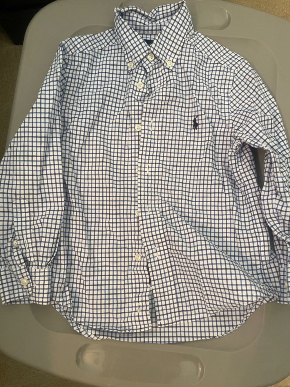 Ralph Lauren White Shirt with Navy Windowpane Check